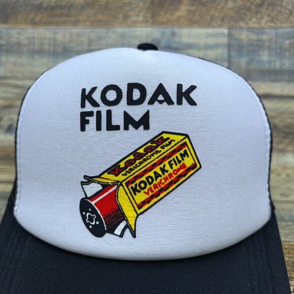 Kodak Film Mens Trucker Hat Black Snapback Vintage 1950s Logo Camera Ball Cap - Picture 3 of 8